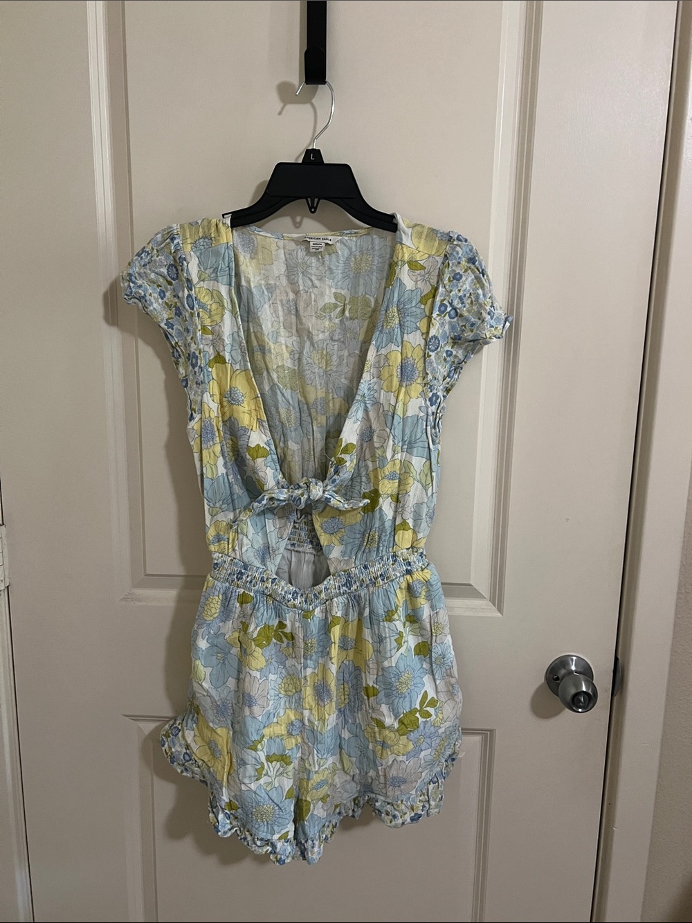 American Eagle Outfitters Pastel Blue & Yellow Floral Romper